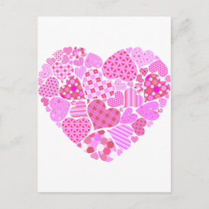 Pink Patchwork Heart Postcard