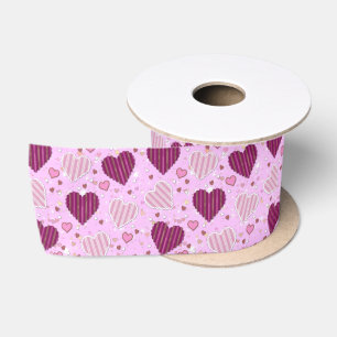 Pink Patchwork Hearts Satin Ribbon