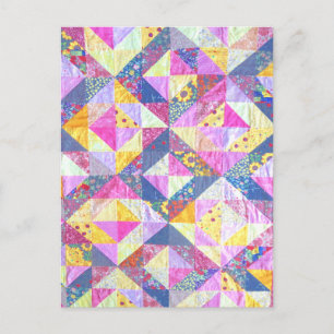 Pink Patchwork Quilt Postcard