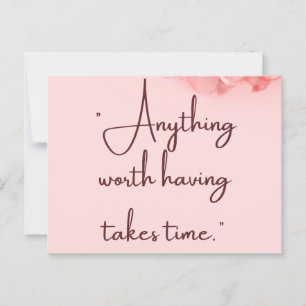 Pink Patience Pays Off – Motivational Quote Poster Postcard