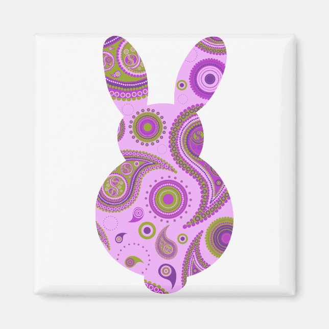 Pink Pattern Bunny Shape Magnet (Front)