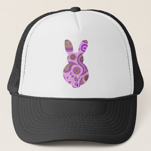 Pink Pattern Bunny Shape Trucker Hat (Front)