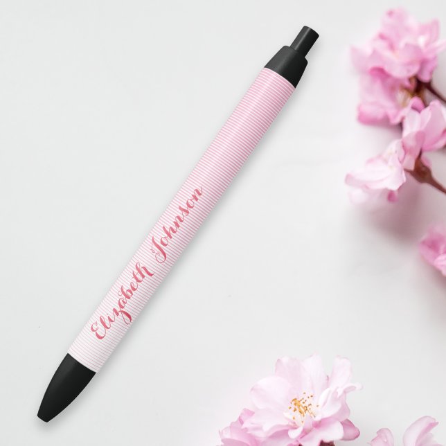 Pink Pattern Girls Chic Trendy Elegant Monogrammed Black Ink Pen (Pink Pattern Girls Chic Trendy Elegant Monogrammed Pen)