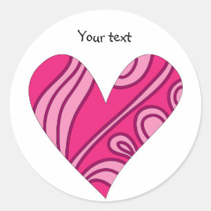 Pink pattern heart classic round sticker