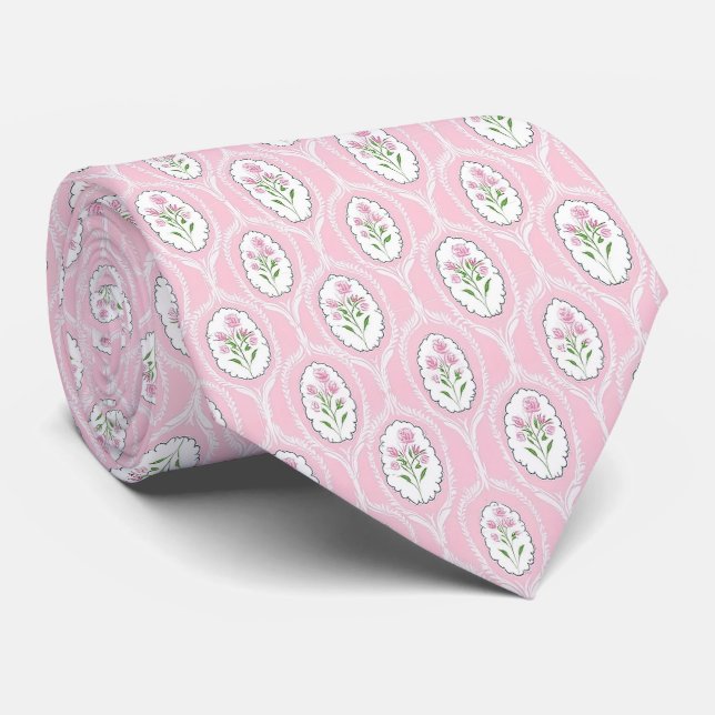 Pink pattern neck tie (Rolled)
