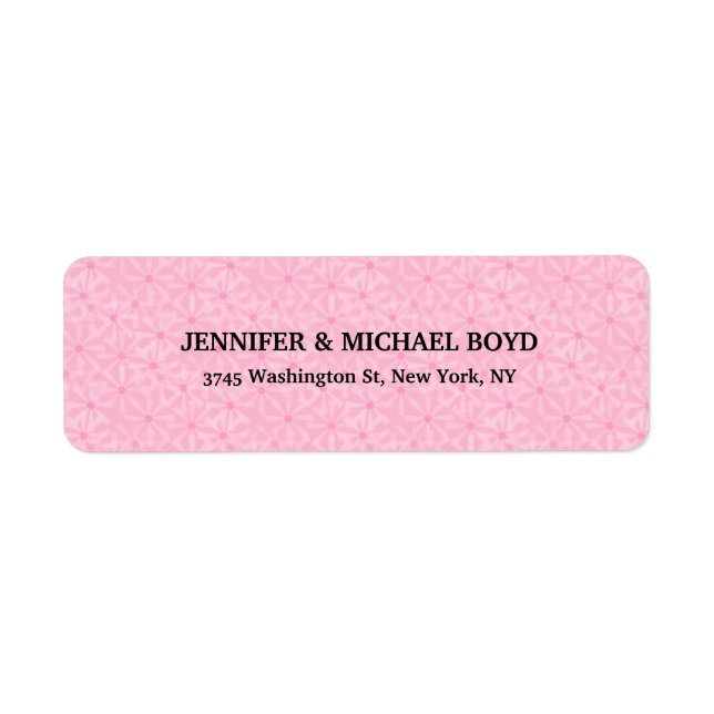 Pink Pattern Retro Stylish Classical Family Return Address Label (Front)