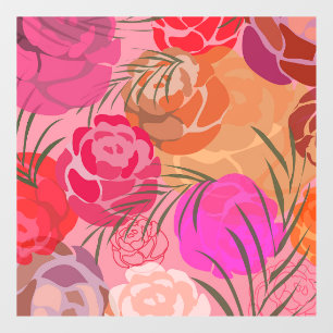 Pink pattern with flowers and plants