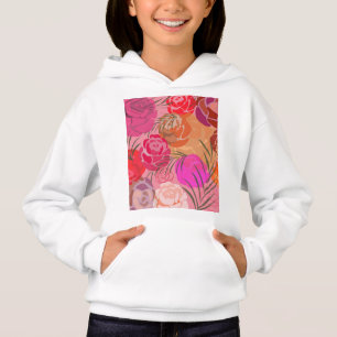 Pink pattern with flowers and plants