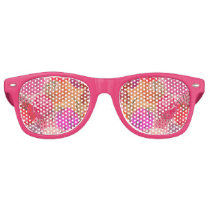 Pink pattern with flowers and plants retro sunglasses