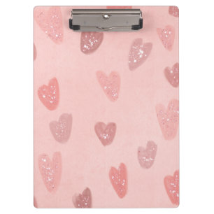 Pink Patterned Cute Hearts Clipboard