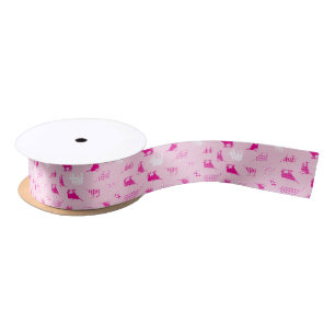 Pink Patterned Longhorns Pattern Satin Ribbon