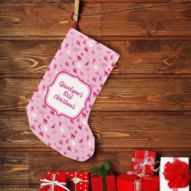 Pink Patterned Longhorns Pattern Small Christmas Stocking (Creator Uploaded)
