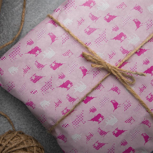 Pink Patterned Longhorns Pattern Tissue Paper (Creator Uploaded)