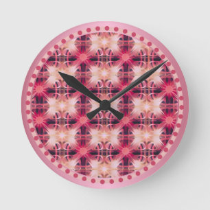 Pink Patterns of Light  Round Clock