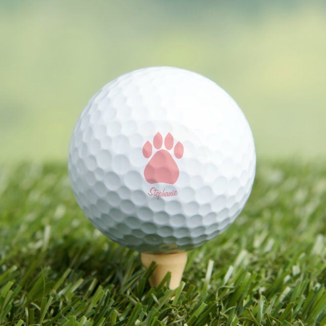 Pink Paw Print Design Golf Balls (Insitu Tee)