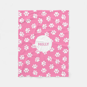 Pink Paw Print Fleece Blanket