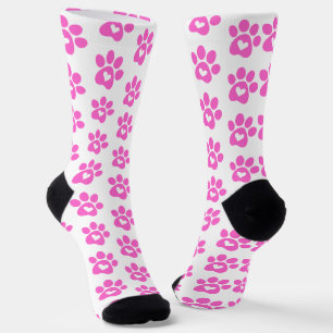 Pink Paw Print Pattern  Socks