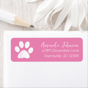 Pink Paw Print Return Address Label