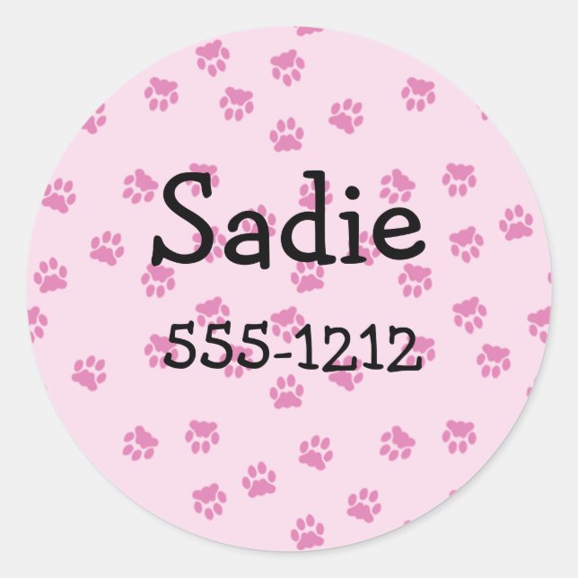 Pink Paw Print Stickers  (#LABL 019) (Front)