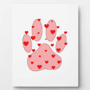 Pink Paw Print With Hearts Plaque
