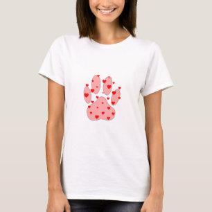 Pink Paw Print With Hearts T-Shirt