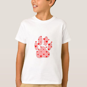Pink Paw Print With Hearts T-Shirt