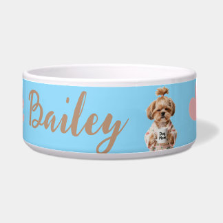 Pink Paw Prints Cute Dog Name Blue Pink