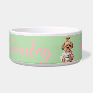 Pink Paw Prints Cute Dog Name Green Pink