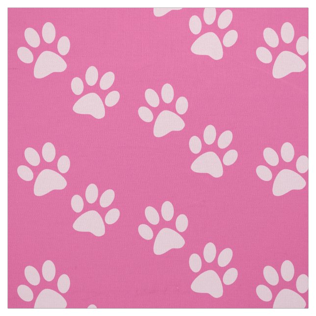 Pink Paw Prints Fabric (Swatch)