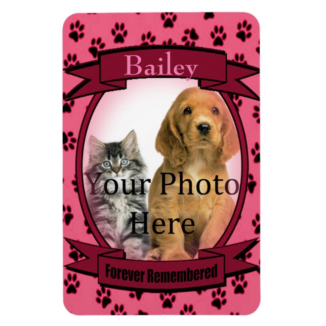 Pink Paw Prints Memorial for Cat or Dog Magnet (Vertical)