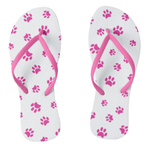 Pink Paw Prints Pattern Thongs