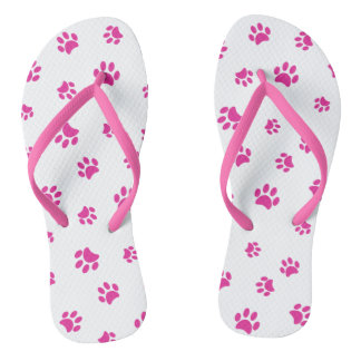 Pink Paw Prints Pattern Thongs