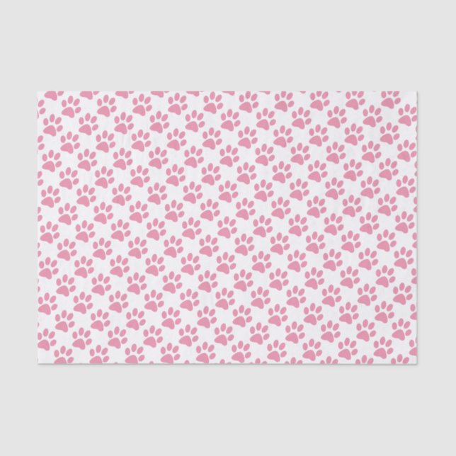 Pink Paw Prints Pattern Tissue Paper (Front)