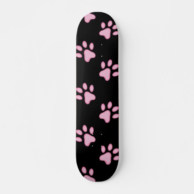 Pink Paw Prints Skateboard (Front)