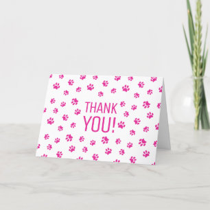 Pink Paw Prints Thank You Card