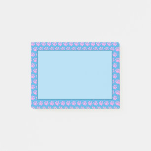Pink Paw Prints with Blue Background Post-it Notes