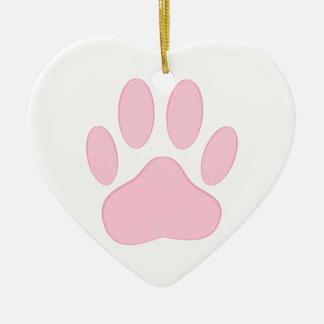 Pink Pawprint Ceramic Ornament (Front)