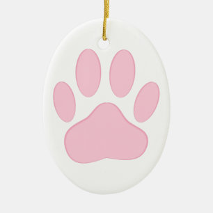 Pink Pawprint Ceramic Tree Decoration
