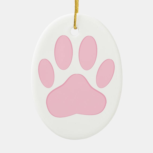 Pink Pawprint Ceramic Tree Decoration (Front)
