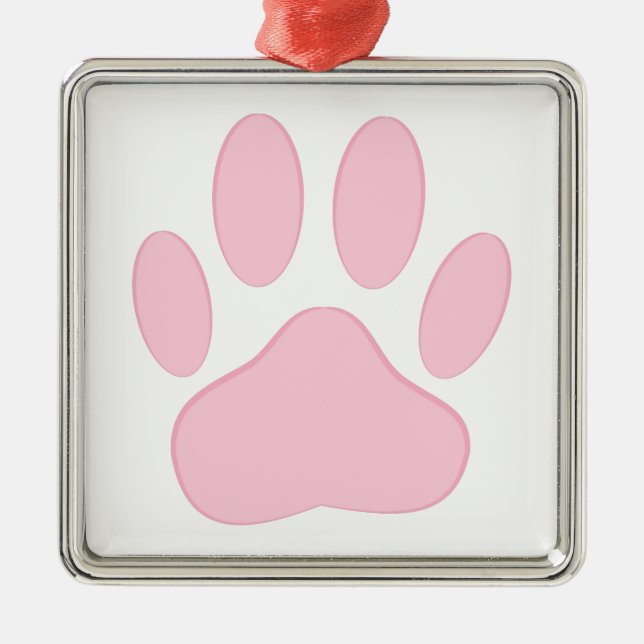 Pink Pawprint Metal Tree Decoration (Front)