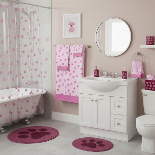 Pink paws bath towel set