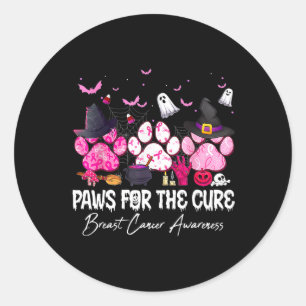 Pink Paws For The Cure Breast Cancer Awareness Dog Classic Round Sticker