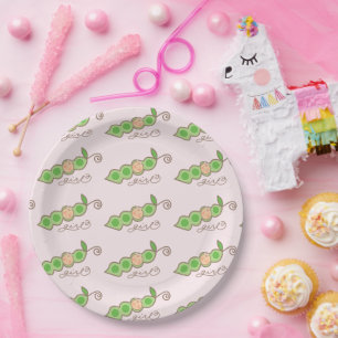 Pink Pea In A Pod Whimsical Sweet Girl Baby Shower Paper Plate