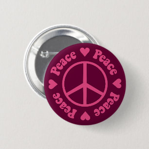 Pink Peace 6 Cm Round Badge