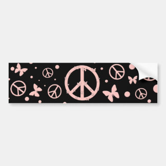 Pink Peace and Butterflies Bumper Sticker