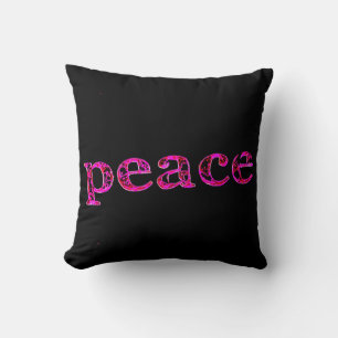 pink peace black cushion