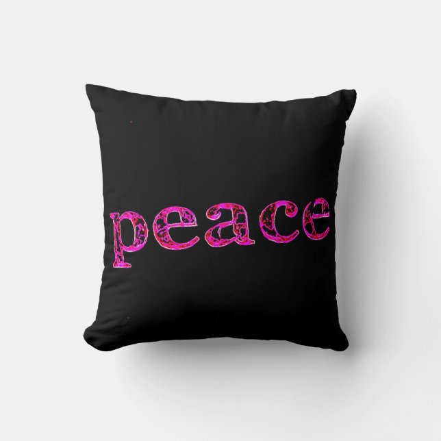 pink peace black cushion (Front)