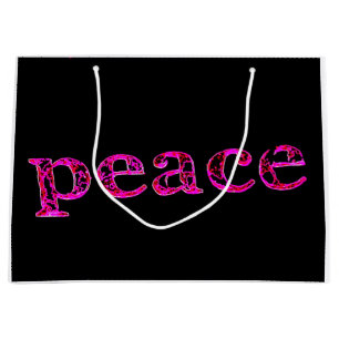 pink peace black large gift bag