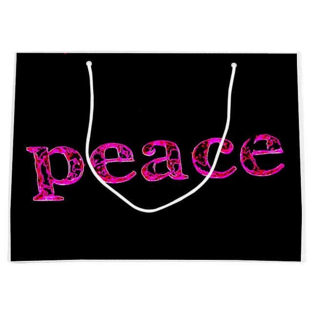 pink peace black large gift bag (Front)