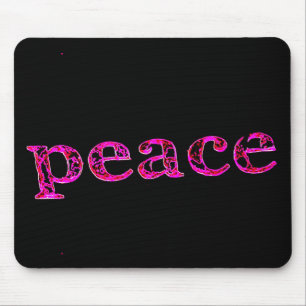 pink peace black mouse pad